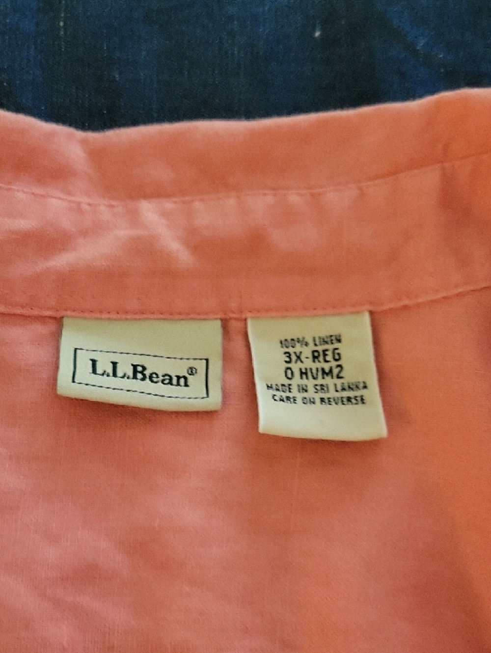 L.L. Bean Coral Linen Blouse - Short-Sleeve Button-Down Shirt. - Picture 3 of 3